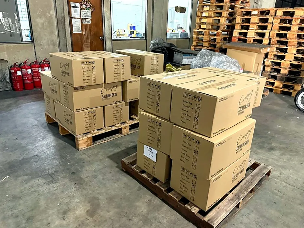 Warehouse inventory staged on pallets